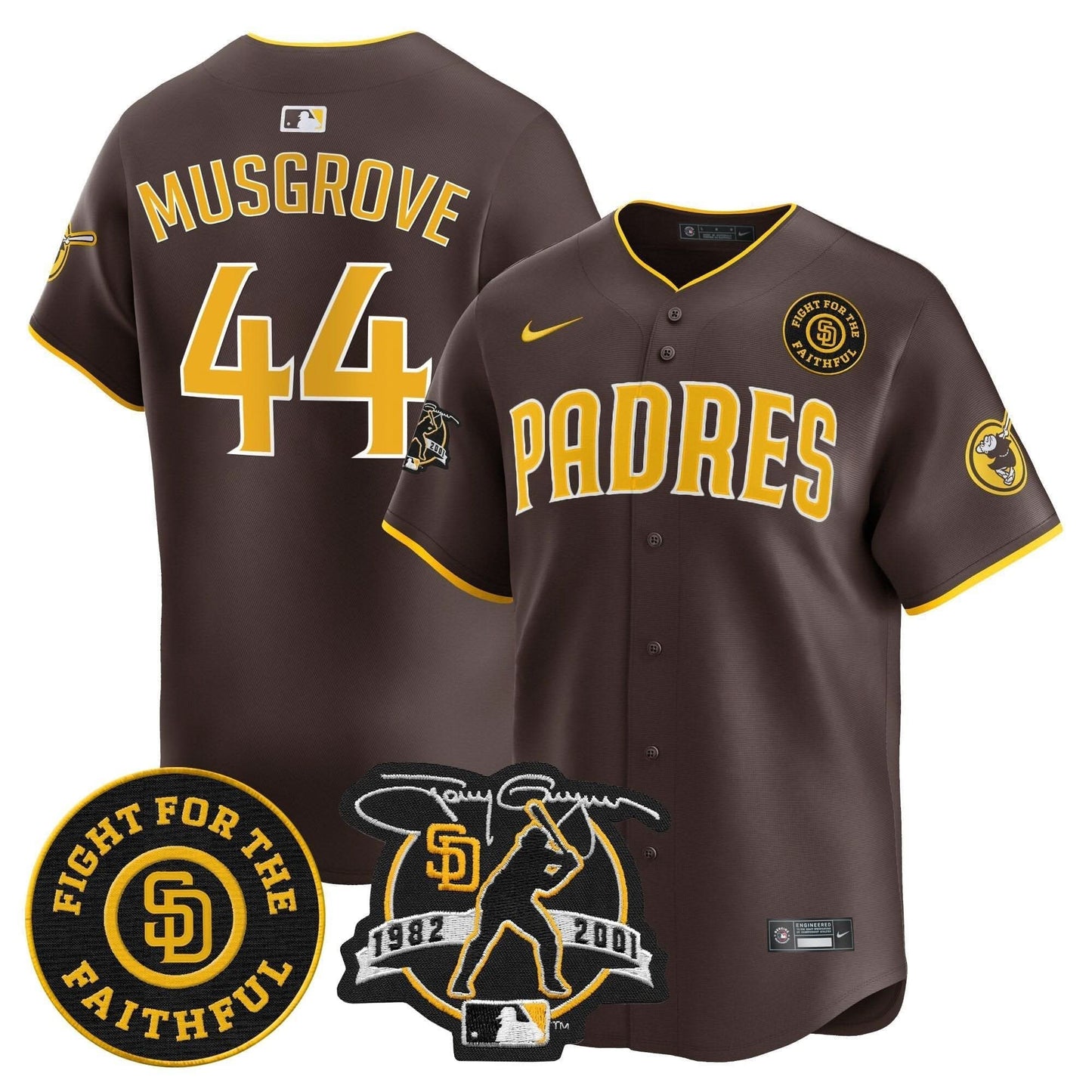 Padres Tony Gwynn & Faithful Patch Vapor Premier Limited Jersey – All Stitched