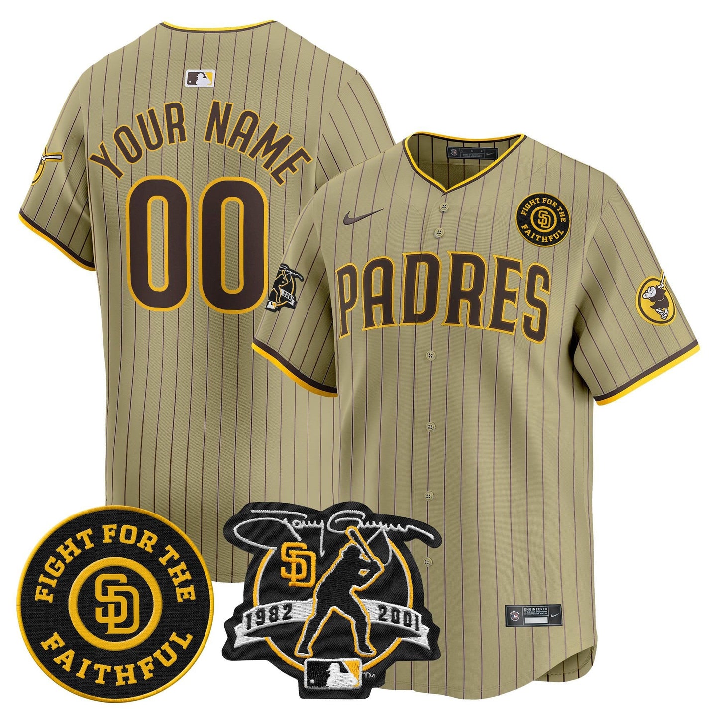 Padres Tony Gwynn & Faithful Patch Vapor Premier Limited Custom Jersey – All Stitched