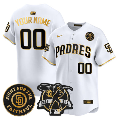 Padres Tony Gwynn & Faithful Patch Vapor Premier Limited Custom Jersey – All Stitched