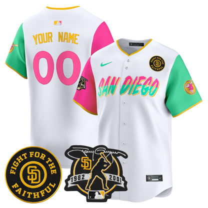 Padres Tony Gwynn & Faithful Patch Vapor Premier Limited Custom Jersey – All Stitched