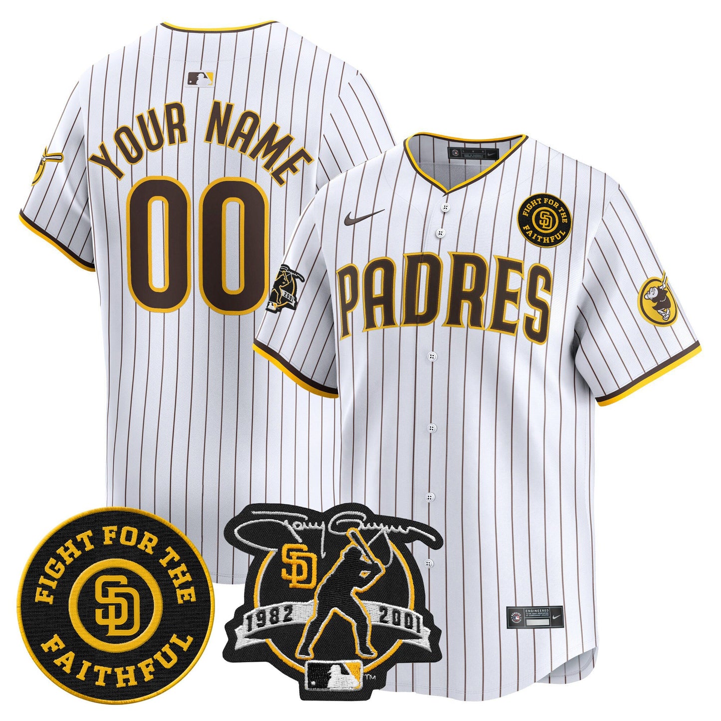 Padres Tony Gwynn & Faithful Patch Vapor Premier Limited Custom Jersey – All Stitched