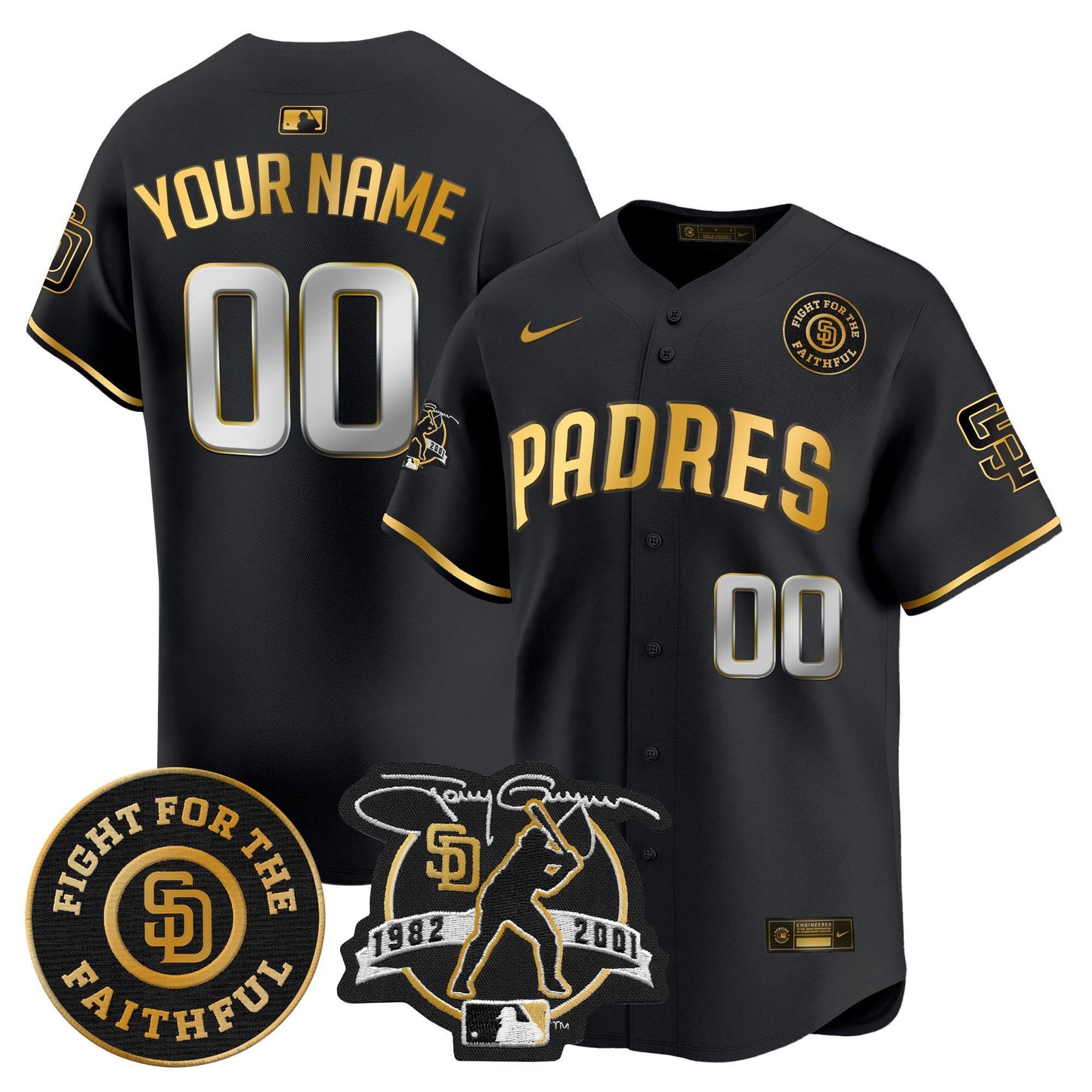 Padres Tony Gwynn & Faithful Patch Vapor Premier Limited Custom Jersey – All Stitched