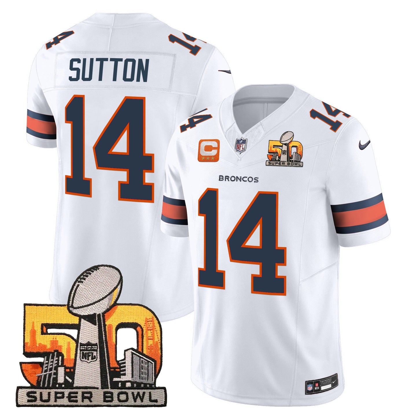 Denver Broncos Super Bowl 50 Patch Vapor Limited Jersey - All Stitched