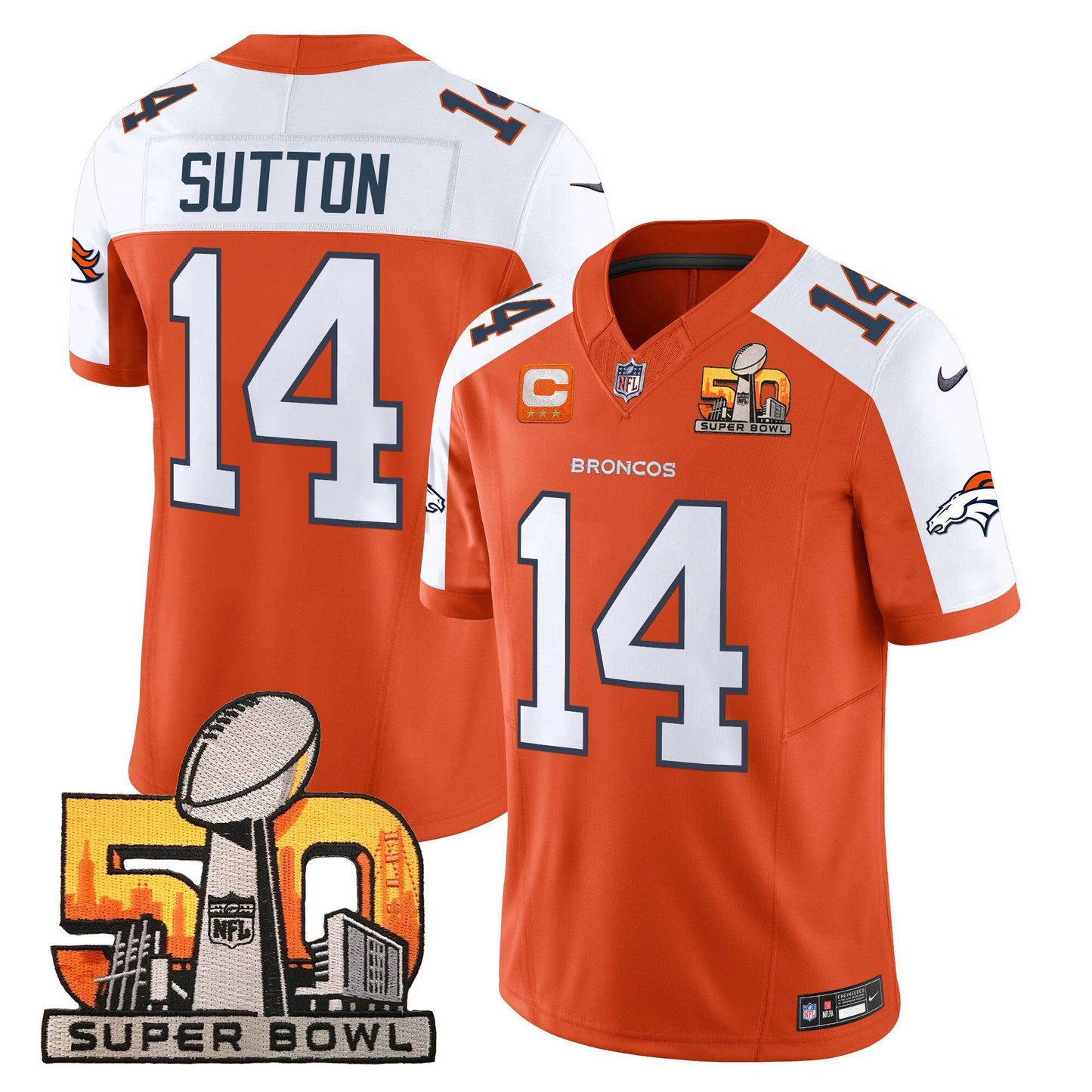 Denver Broncos Super Bowl 50 Patch Vapor Limited Jersey - All Stitched