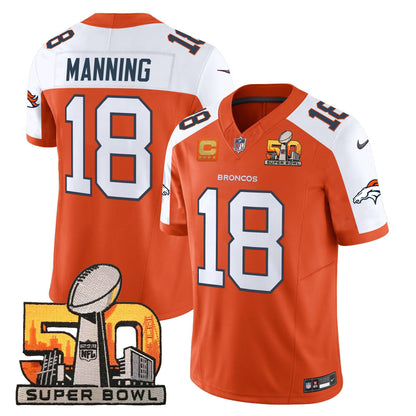 Denver Broncos Super Bowl 50 Patch Vapor Limited Jersey - All Stitched