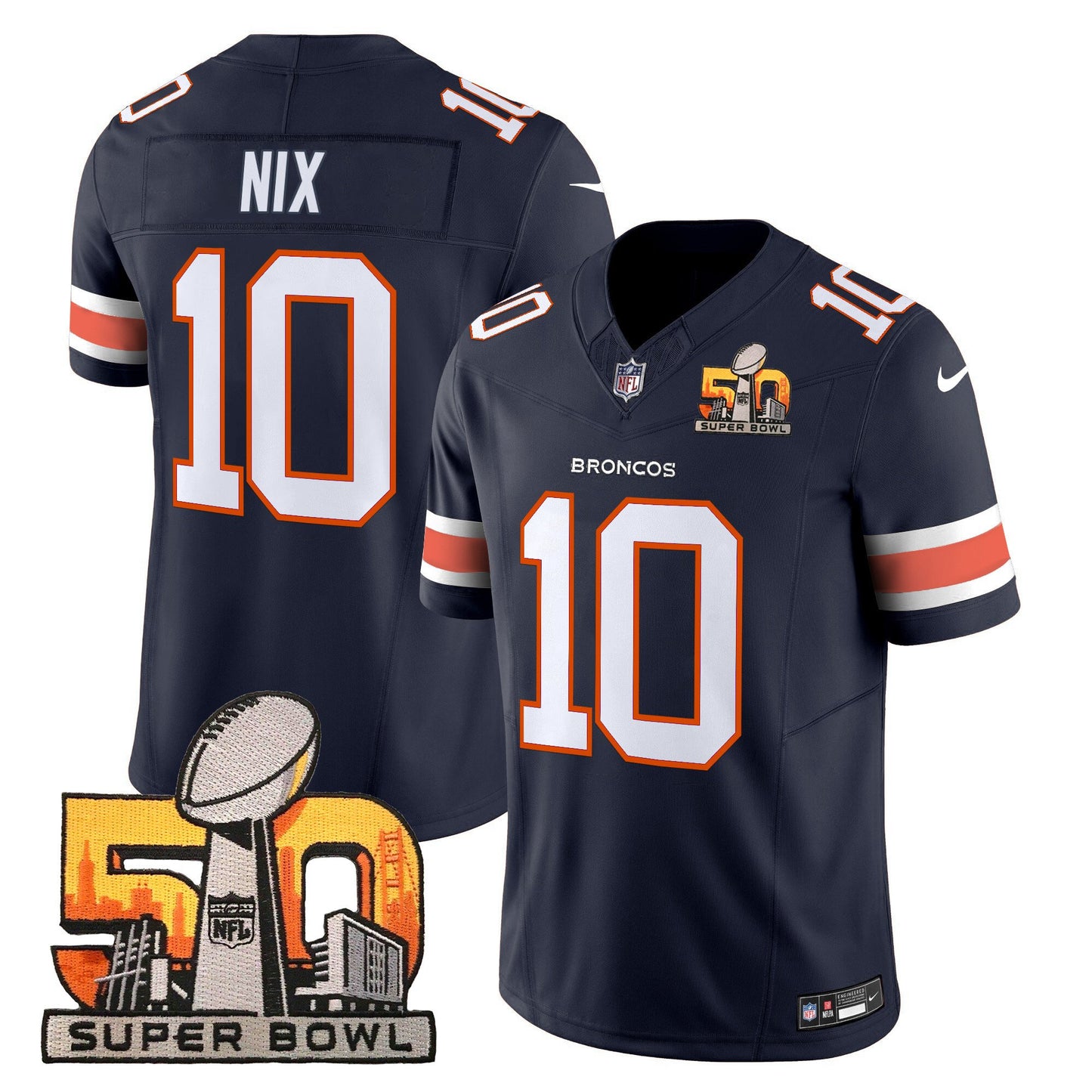 Denver Broncos Super Bowl 50 Patch Vapor Limited Jersey - All Stitched