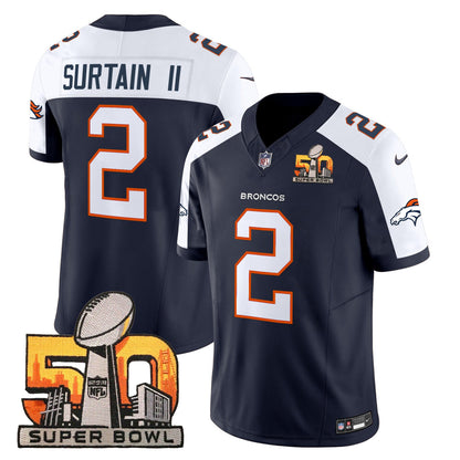 Denver Broncos Super Bowl 50 Patch Vapor Limited Jersey - All Stitched