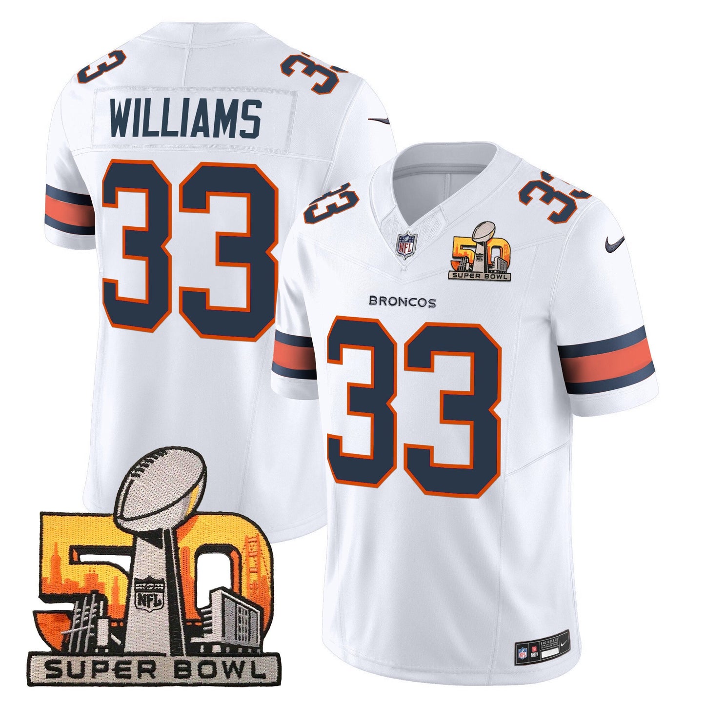 Denver Broncos Super Bowl 50 Patch Vapor Limited Jersey - All Stitched