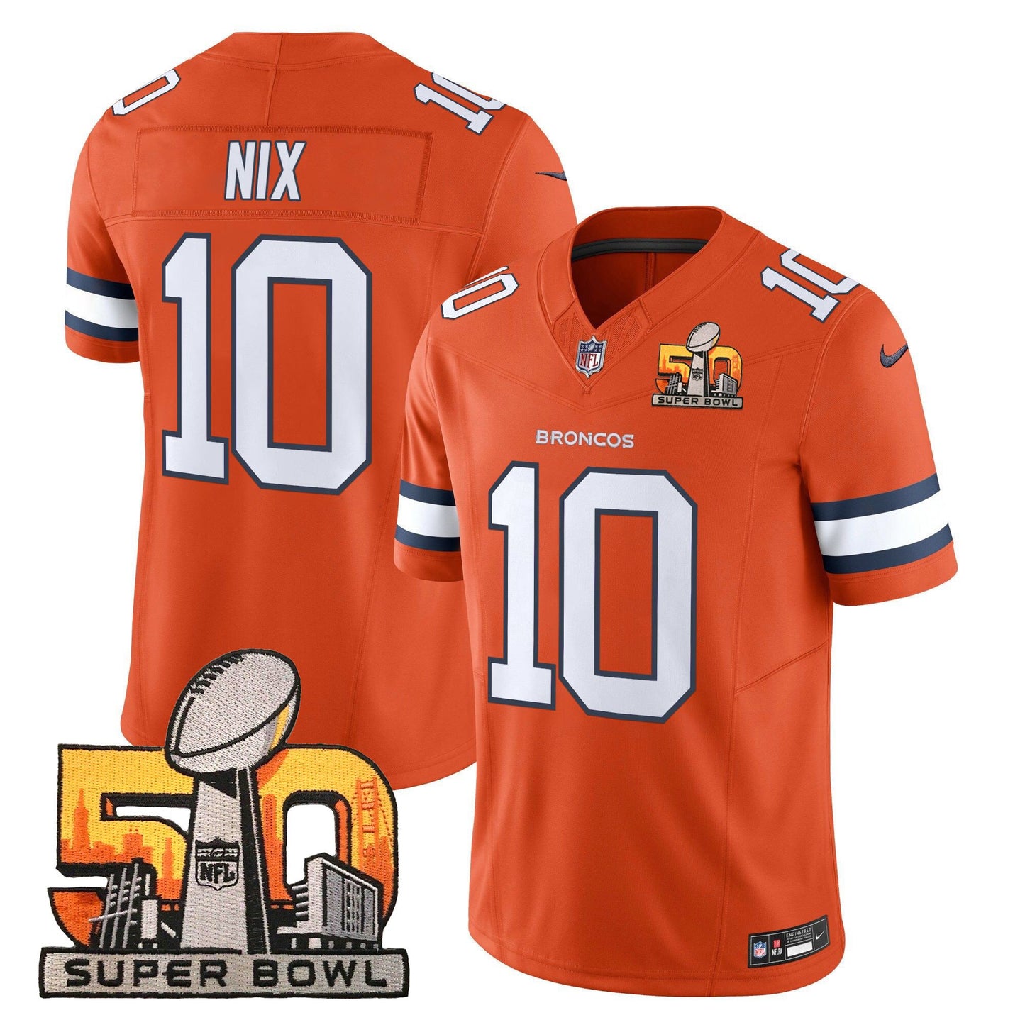 Denver Broncos Super Bowl 50 Patch Vapor Limited Jersey - All Stitched