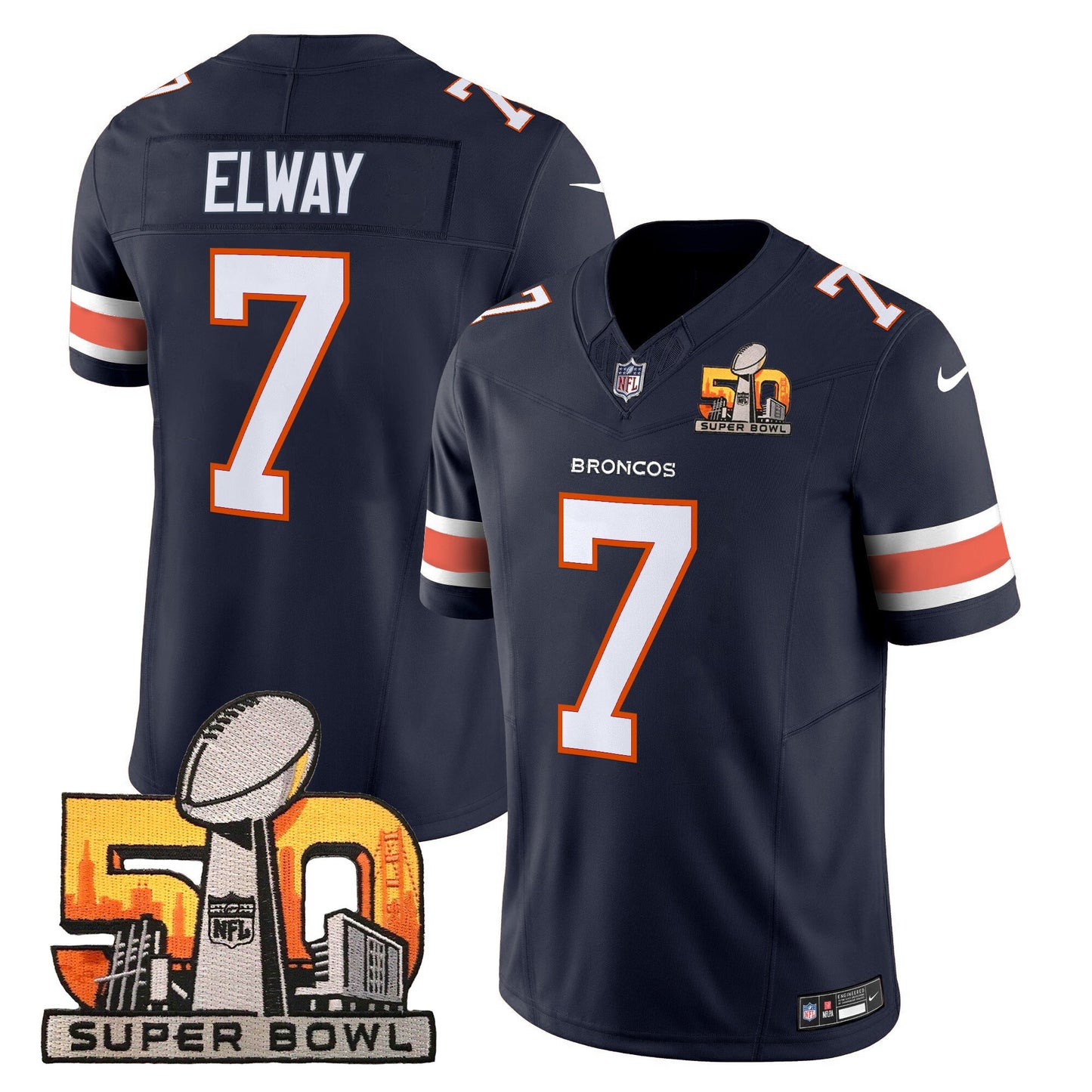 Denver Broncos Super Bowl 50 Patch Vapor Limited Jersey - All Stitched