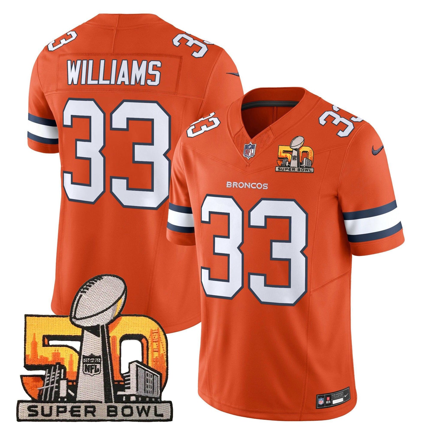 Denver Broncos Super Bowl 50 Patch Vapor Limited Jersey - All Stitched