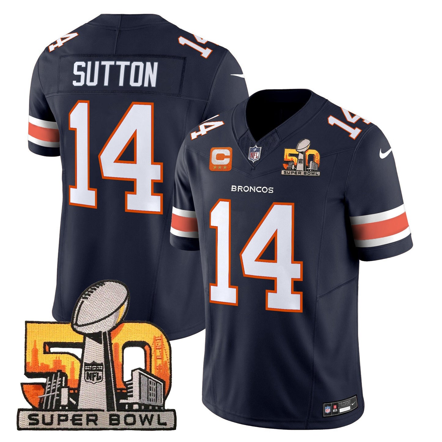 Denver Broncos Super Bowl 50 Patch Vapor Limited Jersey - All Stitched