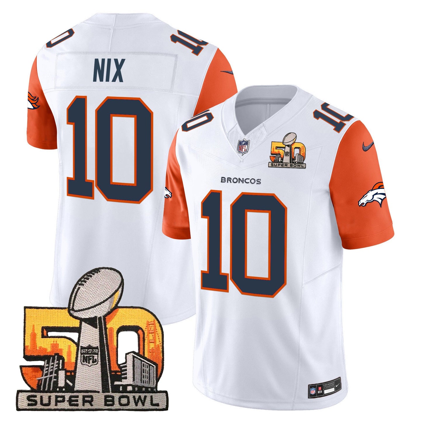 Denver Broncos Super Bowl 50 Patch Vapor Limited Jersey - All Stitched