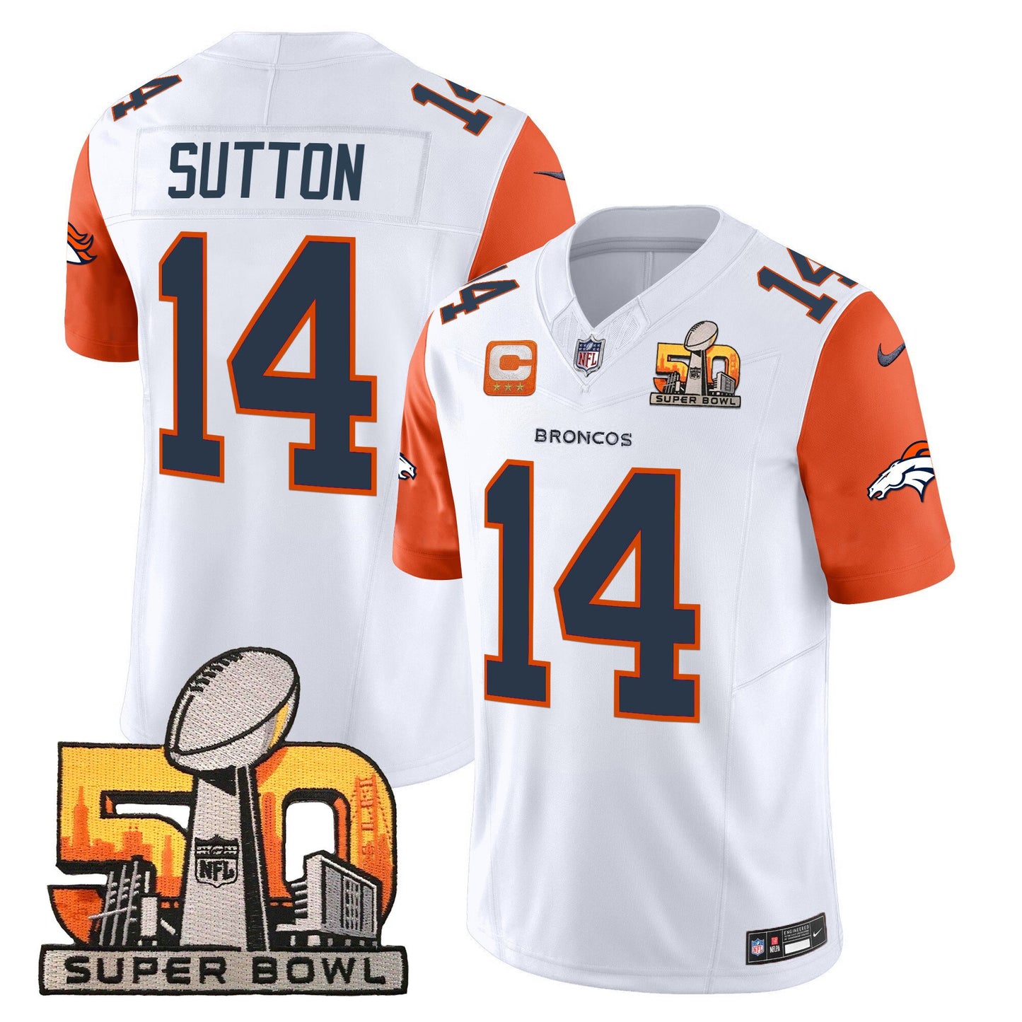 Denver Broncos Super Bowl 50 Patch Vapor Limited Jersey - All Stitched