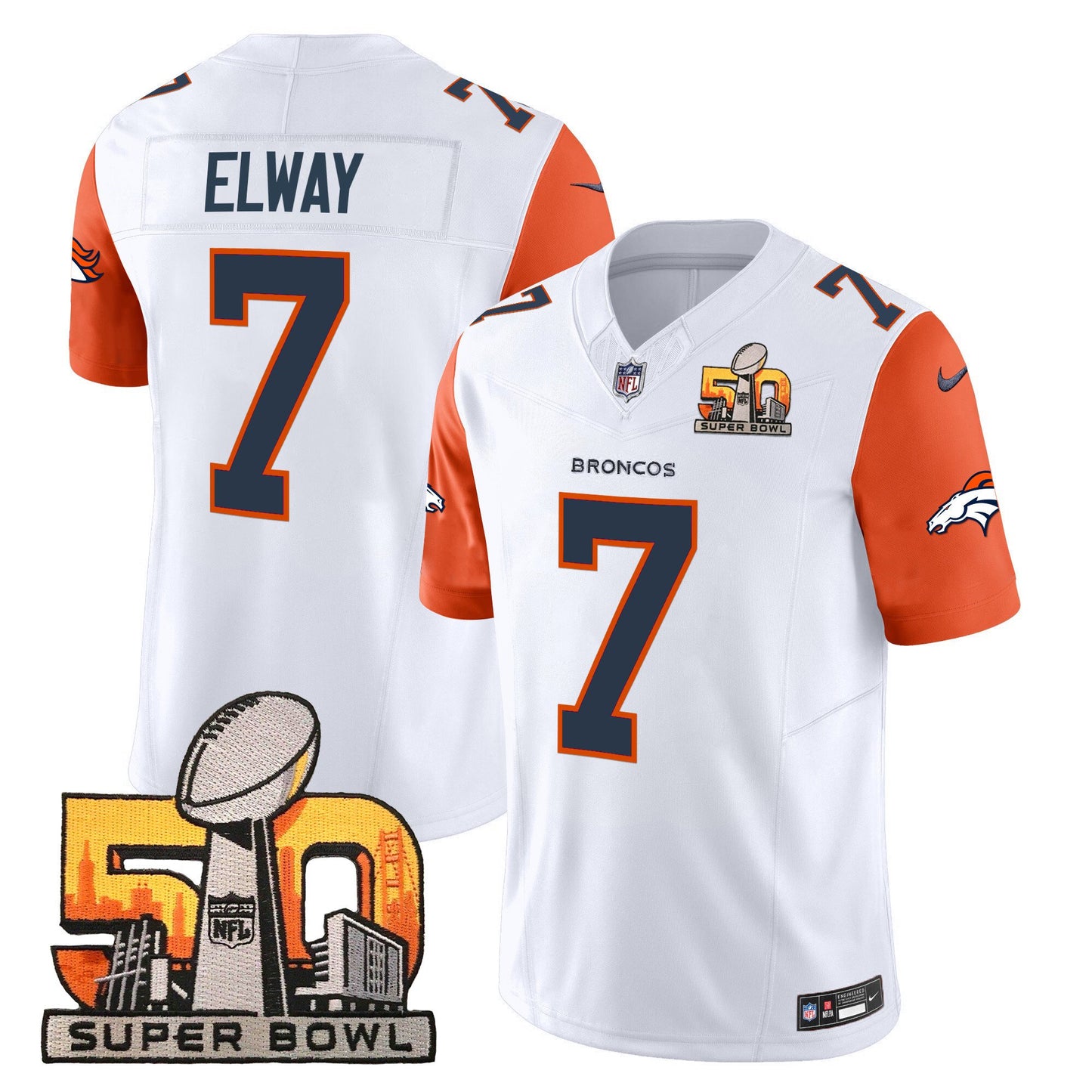 Denver Broncos Super Bowl 50 Patch Vapor Limited Jersey - All Stitched