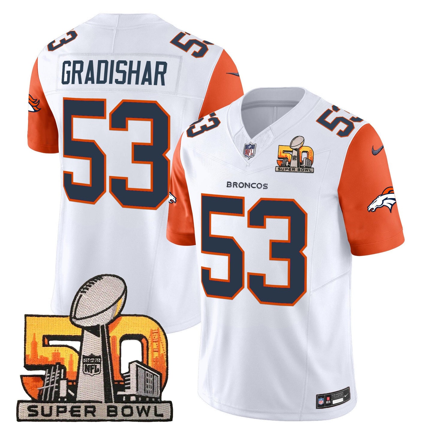 Denver Broncos Super Bowl 50 Patch Vapor Limited Jersey - All Stitched