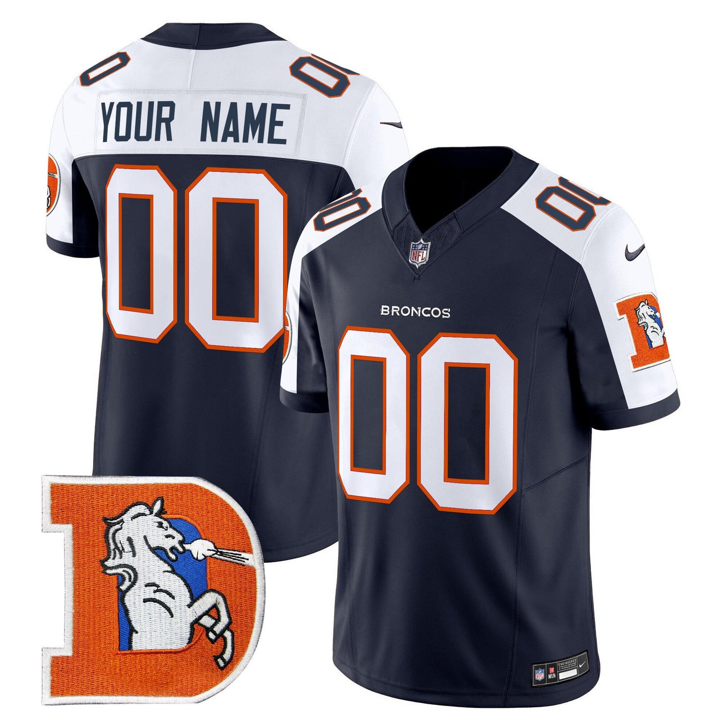 Denver Broncos Throwback Vapor Limited Custom Jersey V2 - All Stitched