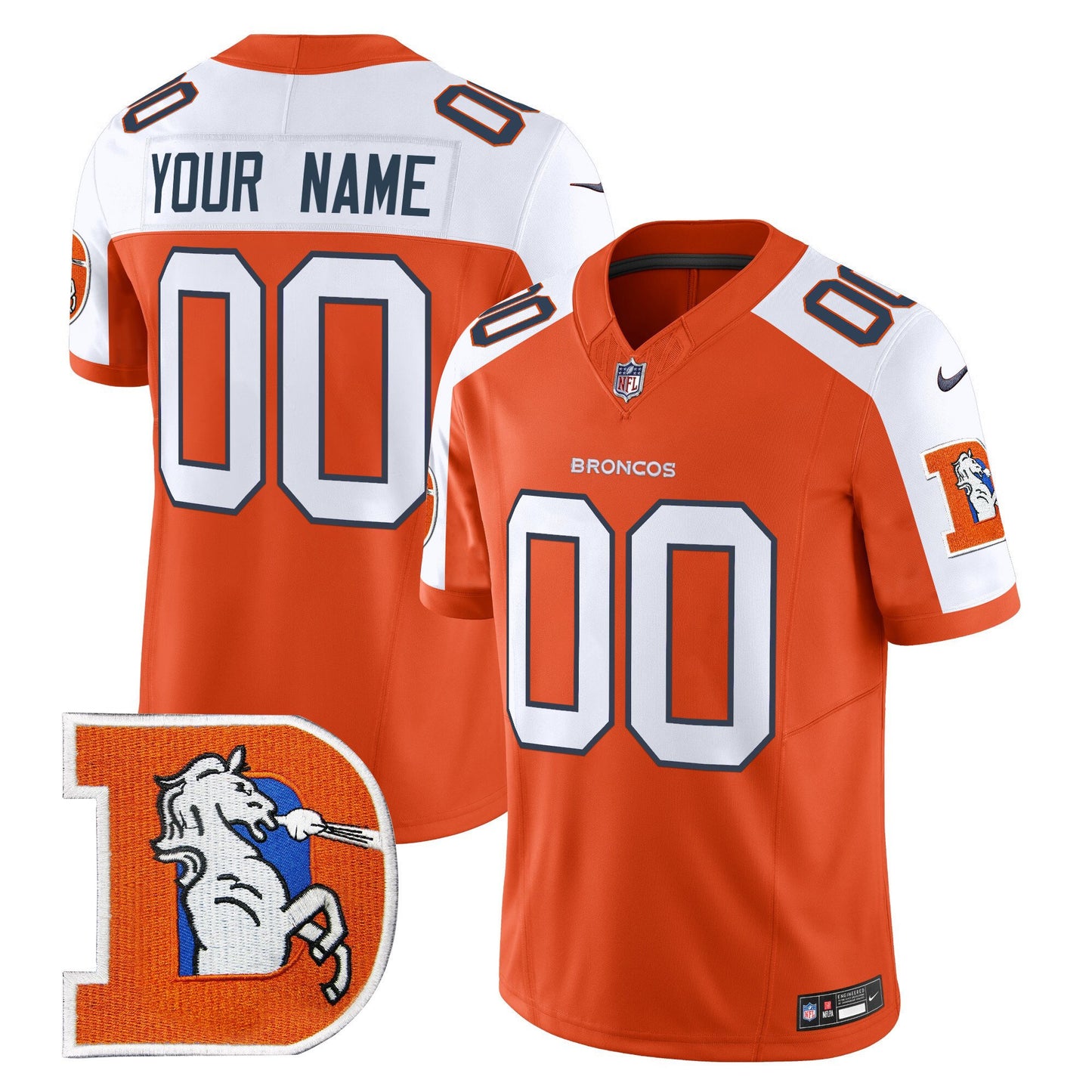 Denver Broncos Throwback Vapor Limited Custom Jersey V2 - All Stitched