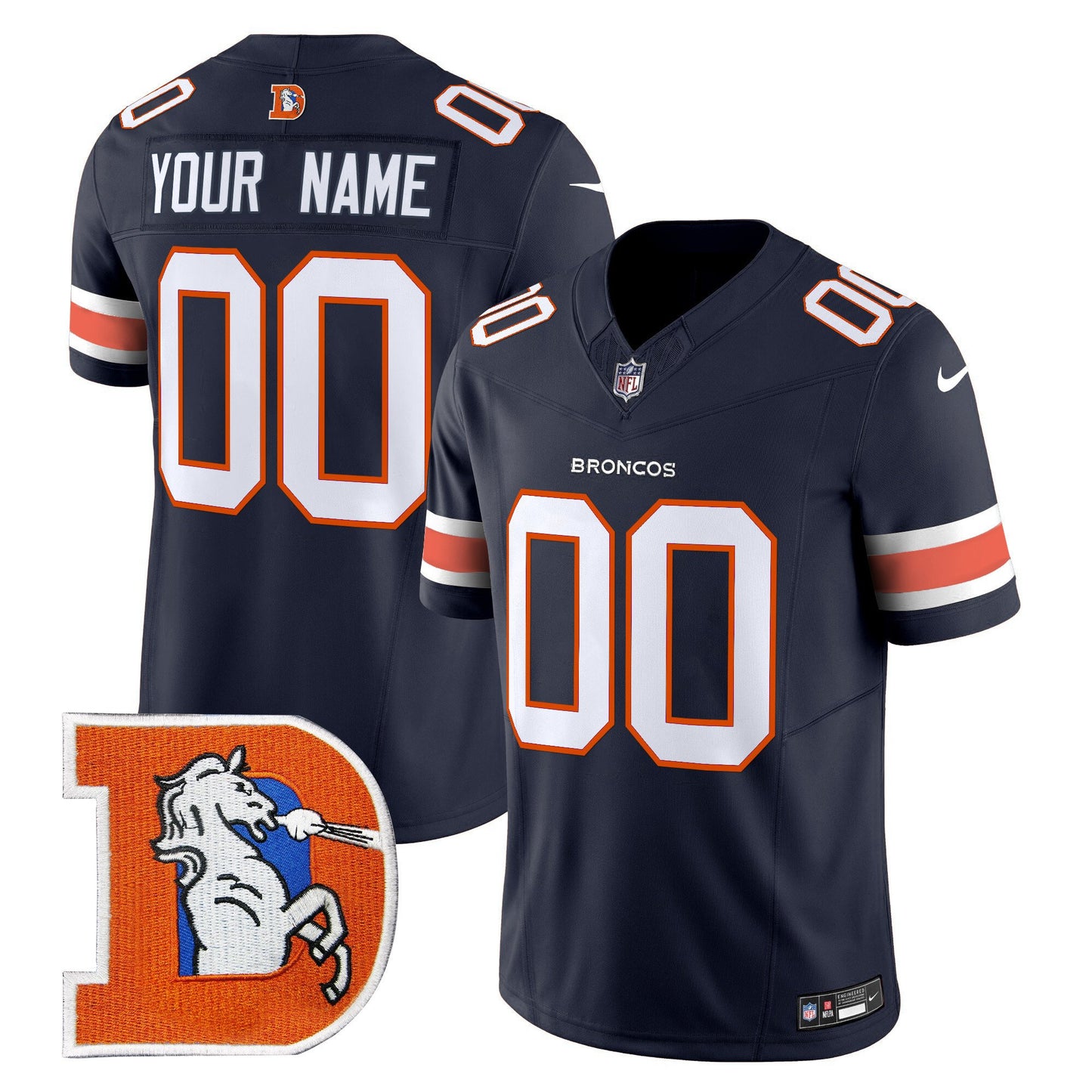 Denver Broncos Throwback Vapor Limited Custom Jersey V2 - All Stitched