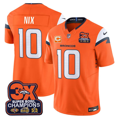 Denver Broncos 3-Time Champions Patch Vapor Limited Jersey - All Stitched