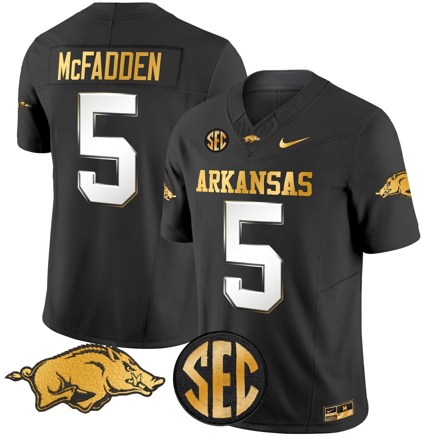 Arkansas Razorbacks Gold Vapor Limited Jersey - All Stitched