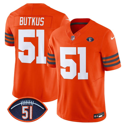 Chicago Bears Dick Butkus Patch Throwback Vapor Limited Jersey - All Stitched