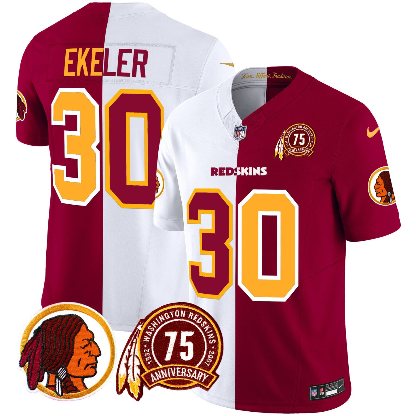 Washington Redskins 75th Patch Throwback Vapor Limited Jersey - All Stitched