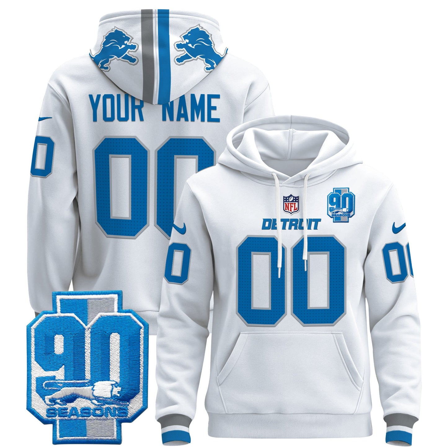 Detroit Lions 2024 Custom Pullover Hoodie - All Stitched