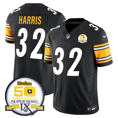 Men's Steelers 50th Anniversary Of Super Bowl IX Patch Vapor Limited Jersey - All Stitched