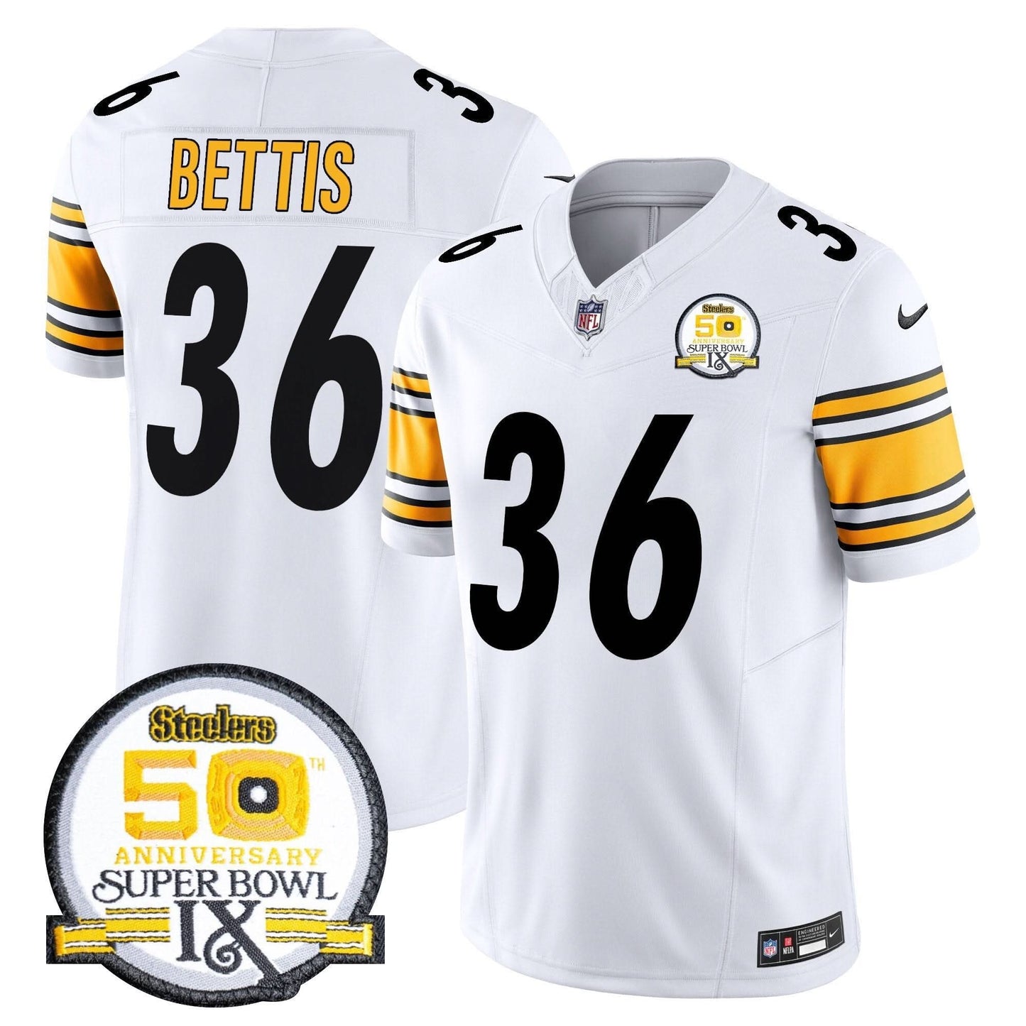 Men's Steelers 50th Anniversary Of Super Bowl IX Patch Vapor Limited Jersey - All Stitched