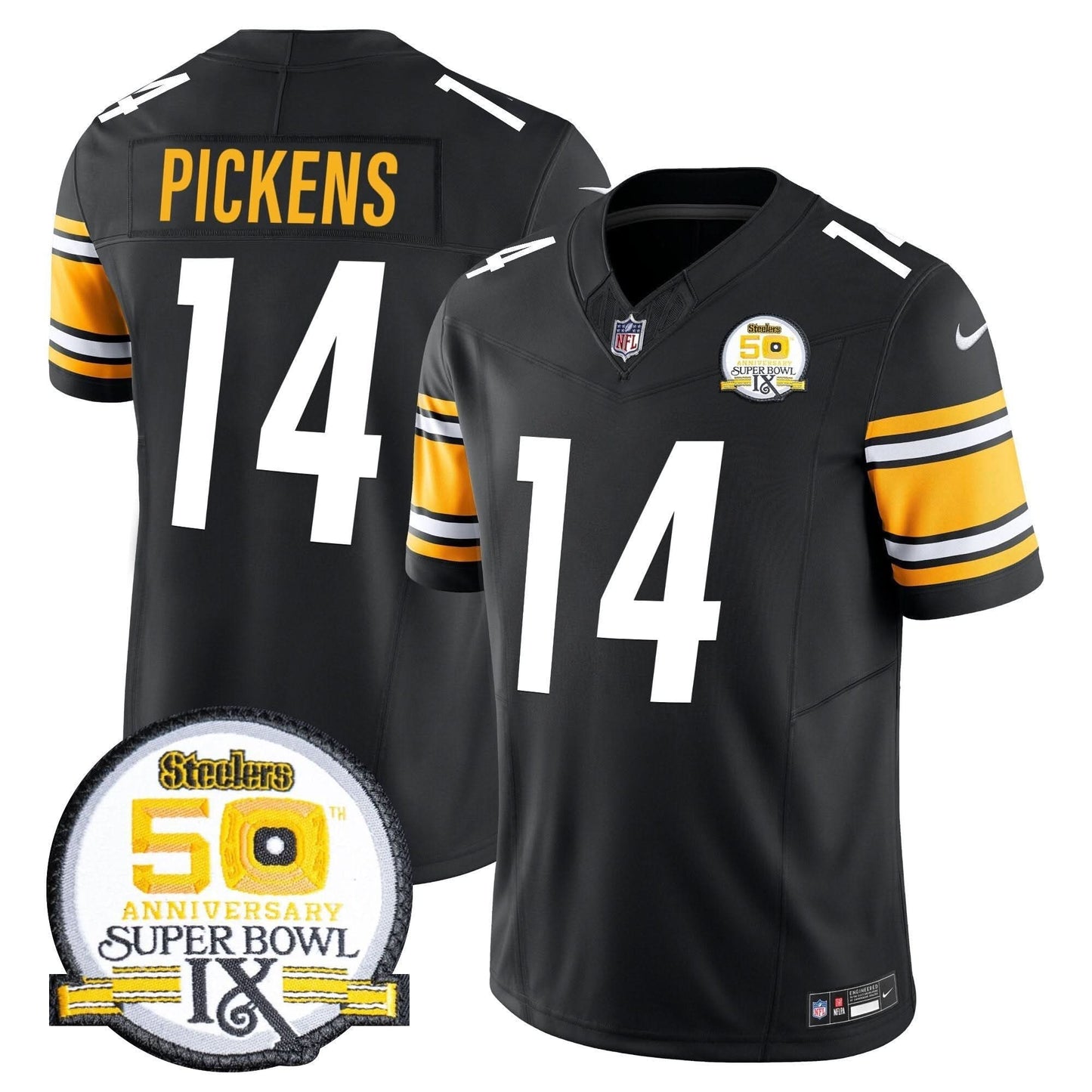 Men's Steelers 50th Anniversary Of Super Bowl IX Patch Vapor Limited Jersey - All Stitched