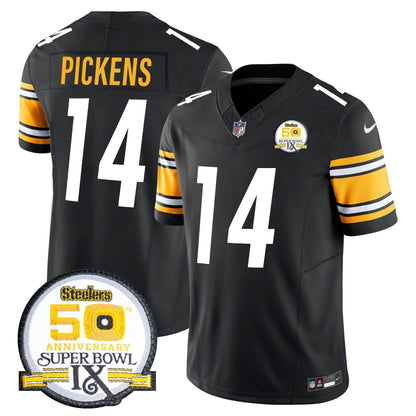 Men's Steelers 50th Anniversary Of Super Bowl IX Patch Vapor Limited Jersey - All Stitched