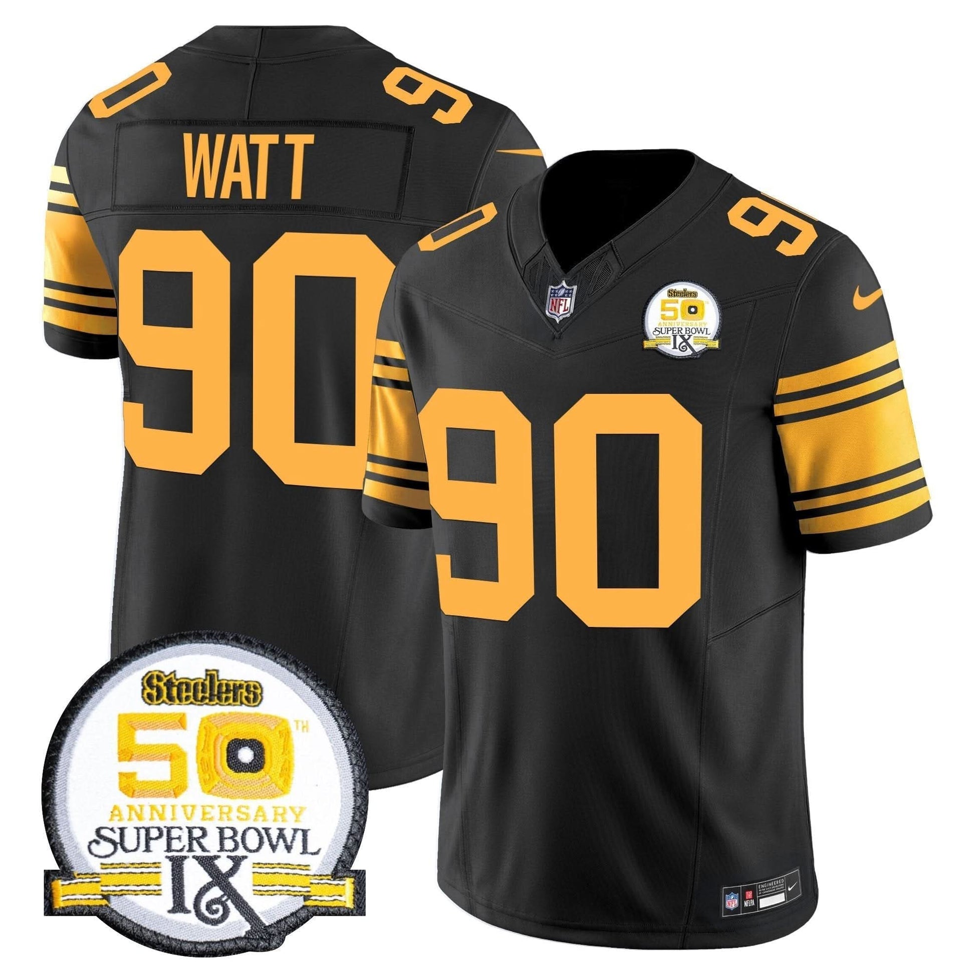 Men's Steelers 50th Anniversary Of Super Bowl IX Patch Vapor Limited Jersey - All Stitched