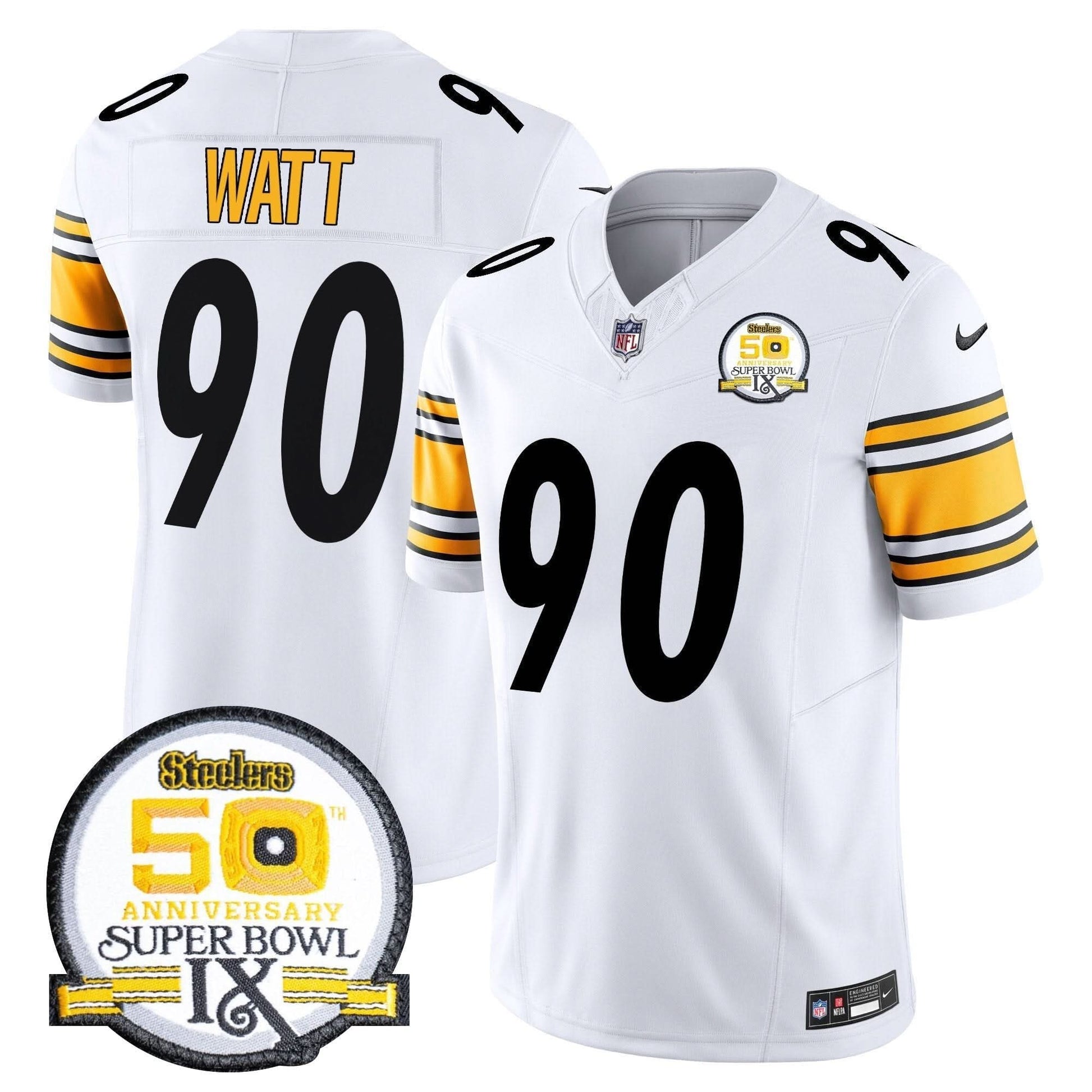 Men's Steelers 50th Anniversary Of Super Bowl IX Patch Vapor Limited Jersey - All Stitched