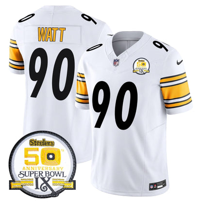 Men's Steelers 50th Anniversary Of Super Bowl IX Patch Vapor Limited Jersey - All Stitched