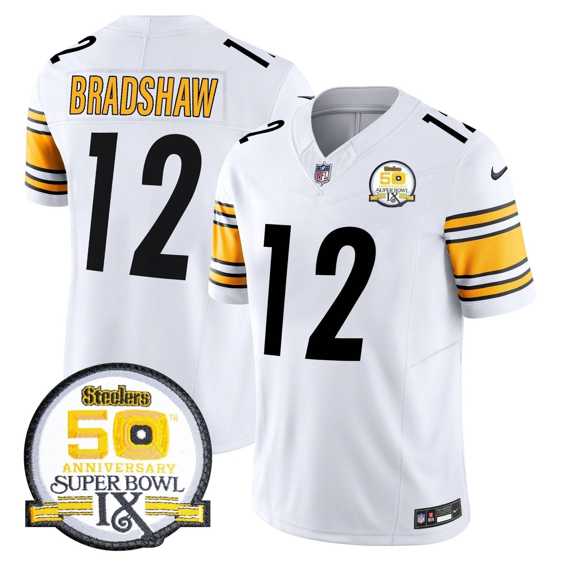 Men's Steelers 50th Anniversary Of Super Bowl IX Patch Vapor Limited Jersey - All Stitched