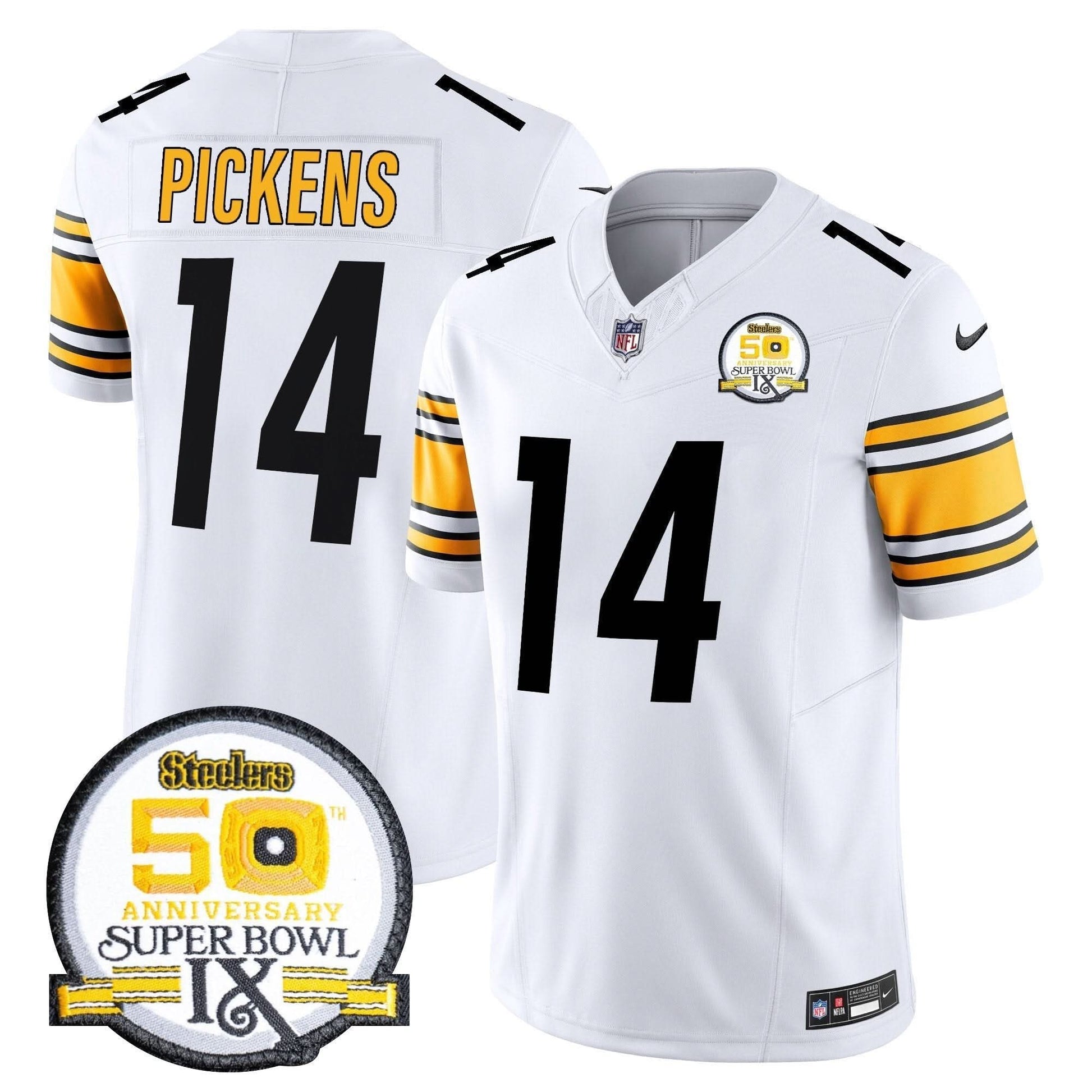 Men's Steelers 50th Anniversary Of Super Bowl IX Patch Vapor Limited Jersey - All Stitched