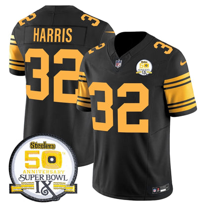 Men's Steelers 50th Anniversary Of Super Bowl IX Patch Vapor Limited Jersey - All Stitched