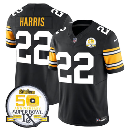 Men's Steelers 50th Anniversary Of Super Bowl IX Patch Vapor Limited Jersey - All Stitched