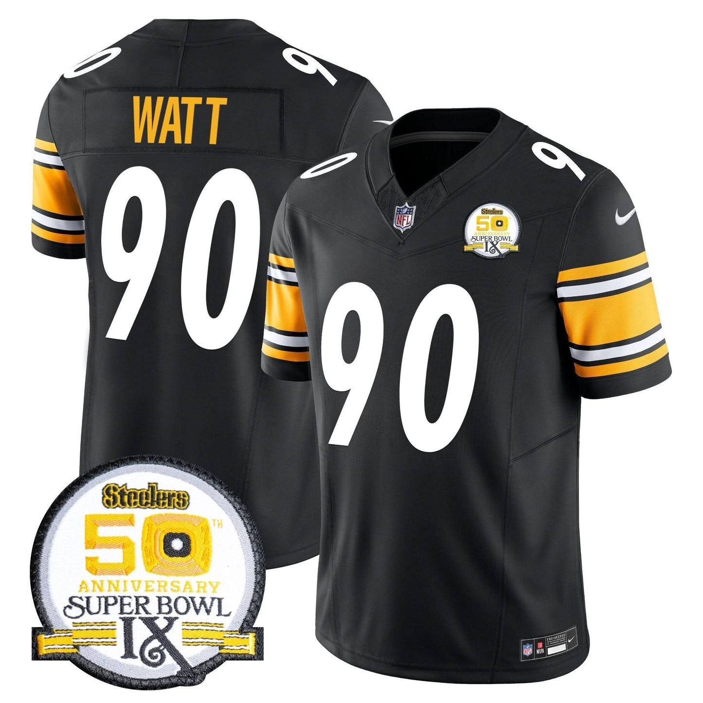 Men's Steelers 50th Anniversary Of Super Bowl IX Patch Vapor Limited Jersey - All Stitched