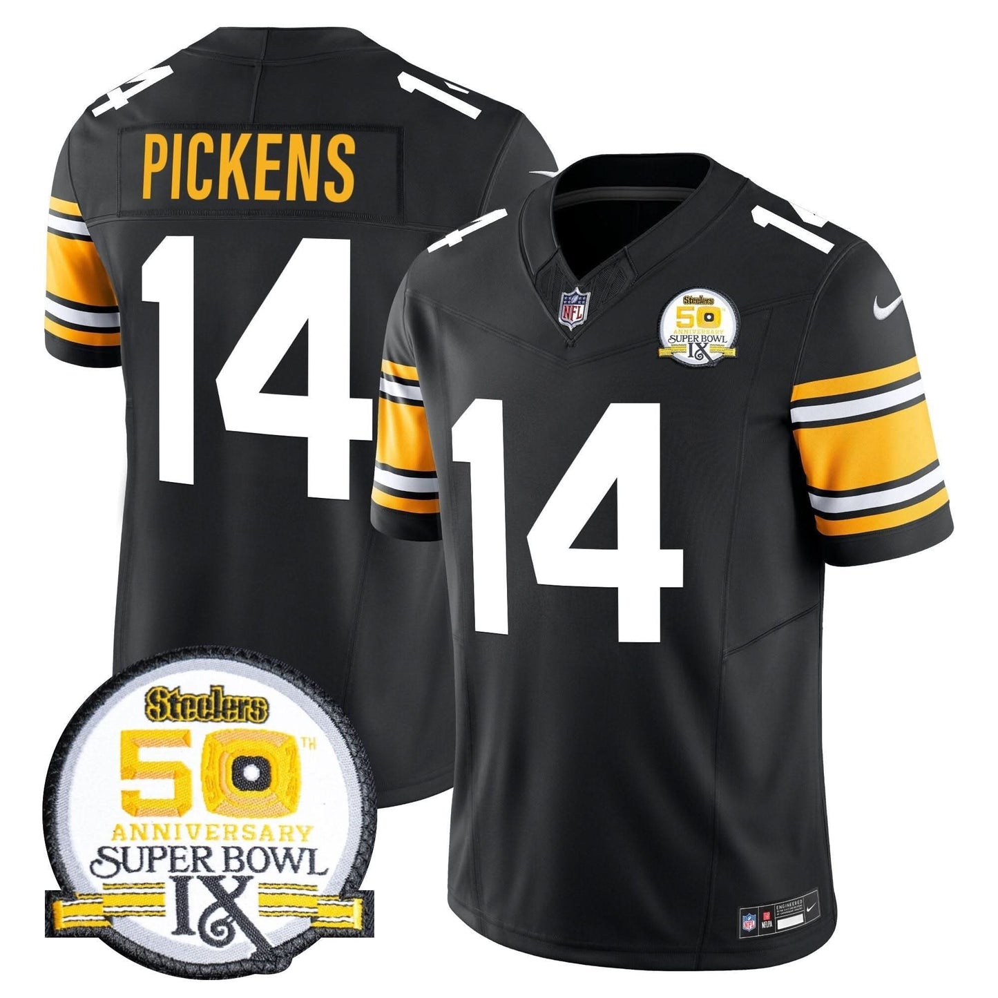 Men's Steelers 50th Anniversary Of Super Bowl IX Patch Vapor Limited Jersey - All Stitched