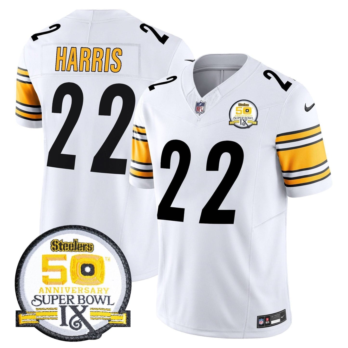 Men's Steelers 50th Anniversary Of Super Bowl IX Patch Vapor Limited Jersey - All Stitched