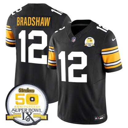 Men's Steelers 50th Anniversary Of Super Bowl IX Patch Vapor Limited Jersey - All Stitched