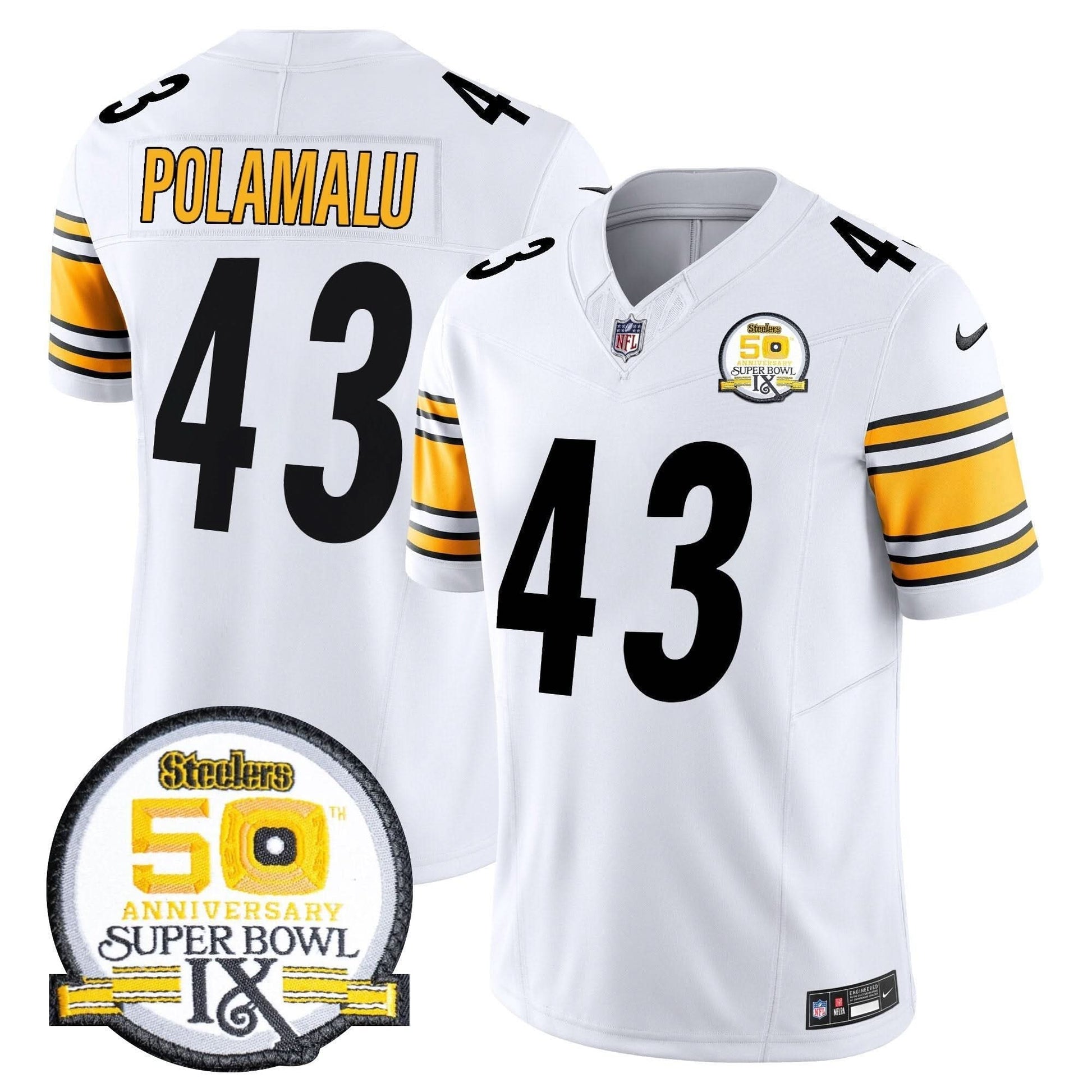 Men's Steelers 50th Anniversary Of Super Bowl IX Patch Vapor Limited Jersey - All Stitched