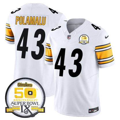 Men's Steelers 50th Anniversary Of Super Bowl IX Patch Vapor Limited Jersey - All Stitched