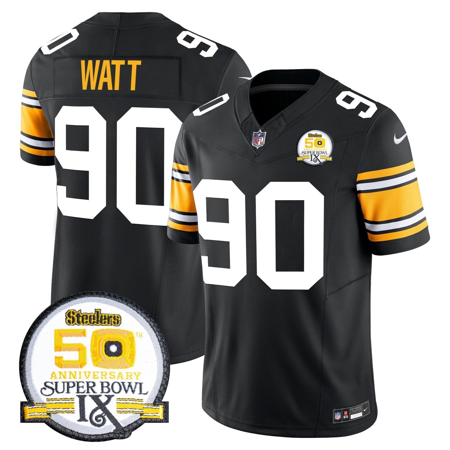 Men's Steelers 50th Anniversary Of Super Bowl IX Patch Vapor Limited Jersey - All Stitched