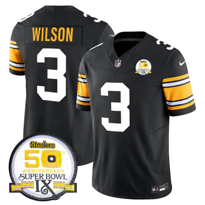 Men's Steelers 50th Anniversary Of Super Bowl IX Patch Vapor Limited Jersey - All Stitched