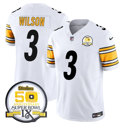 Men's Steelers 50th Anniversary Of Super Bowl IX Patch Vapor Limited Jersey - All Stitched