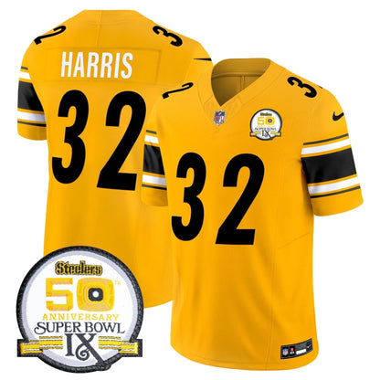 Men's Steelers 50th Anniversary Of Super Bowl IX Patch Vapor Limited Jersey - All Stitched