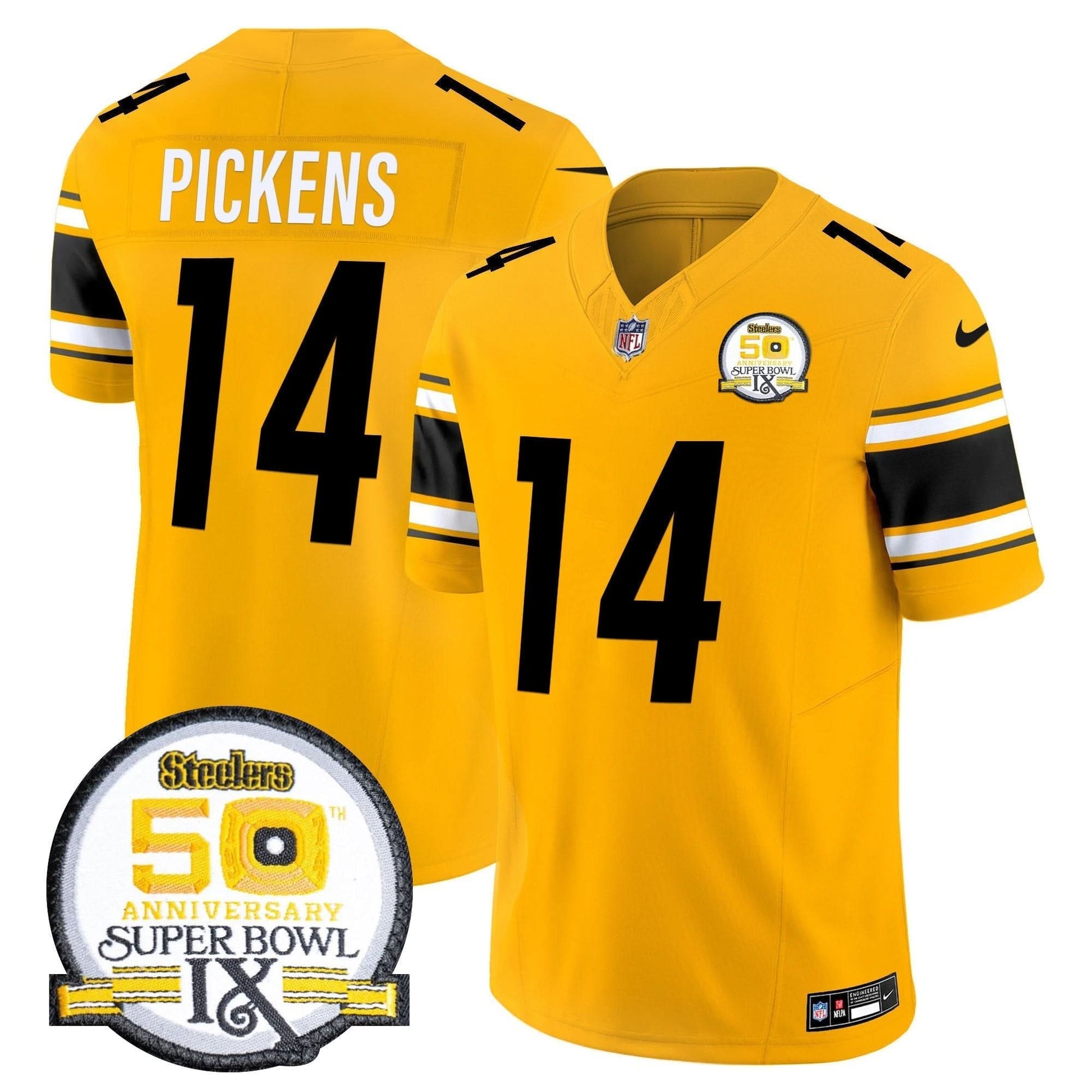 Men's Steelers 50th Anniversary Of Super Bowl IX Patch Vapor Limited Jersey - All Stitched